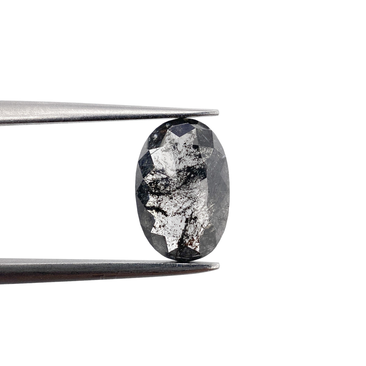 1.65ct | Salt & Pepper Oval Shape Rose Cut Diamond - Modern Rustic Diamond