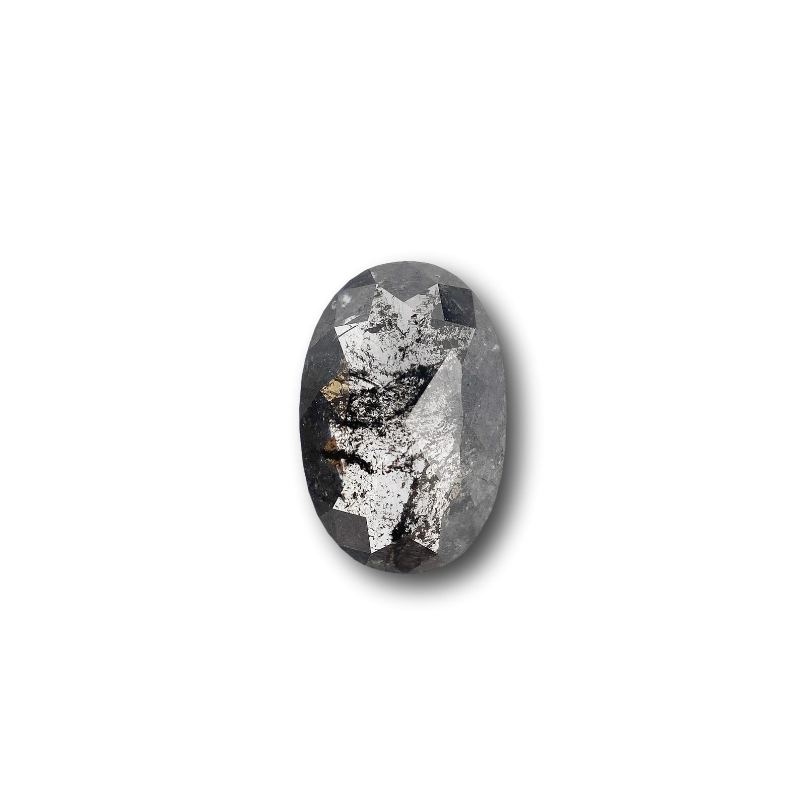 1.65ct | Salt & Pepper Oval Shape Rose Cut Diamond - Modern Rustic Diamond