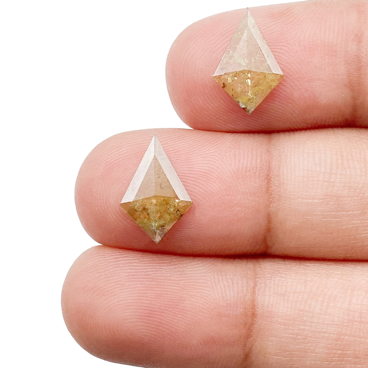 1.65cttw | Salt & Pepper Kite Shape Rose Cut Diamond Matched Pair - Modern Rustic Diamond