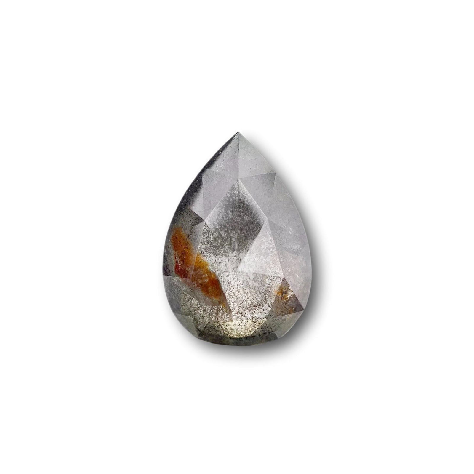3.92ct | Salt & Pepper Pear Shape Rose Cut Diamond - Modern Rustic Diamond