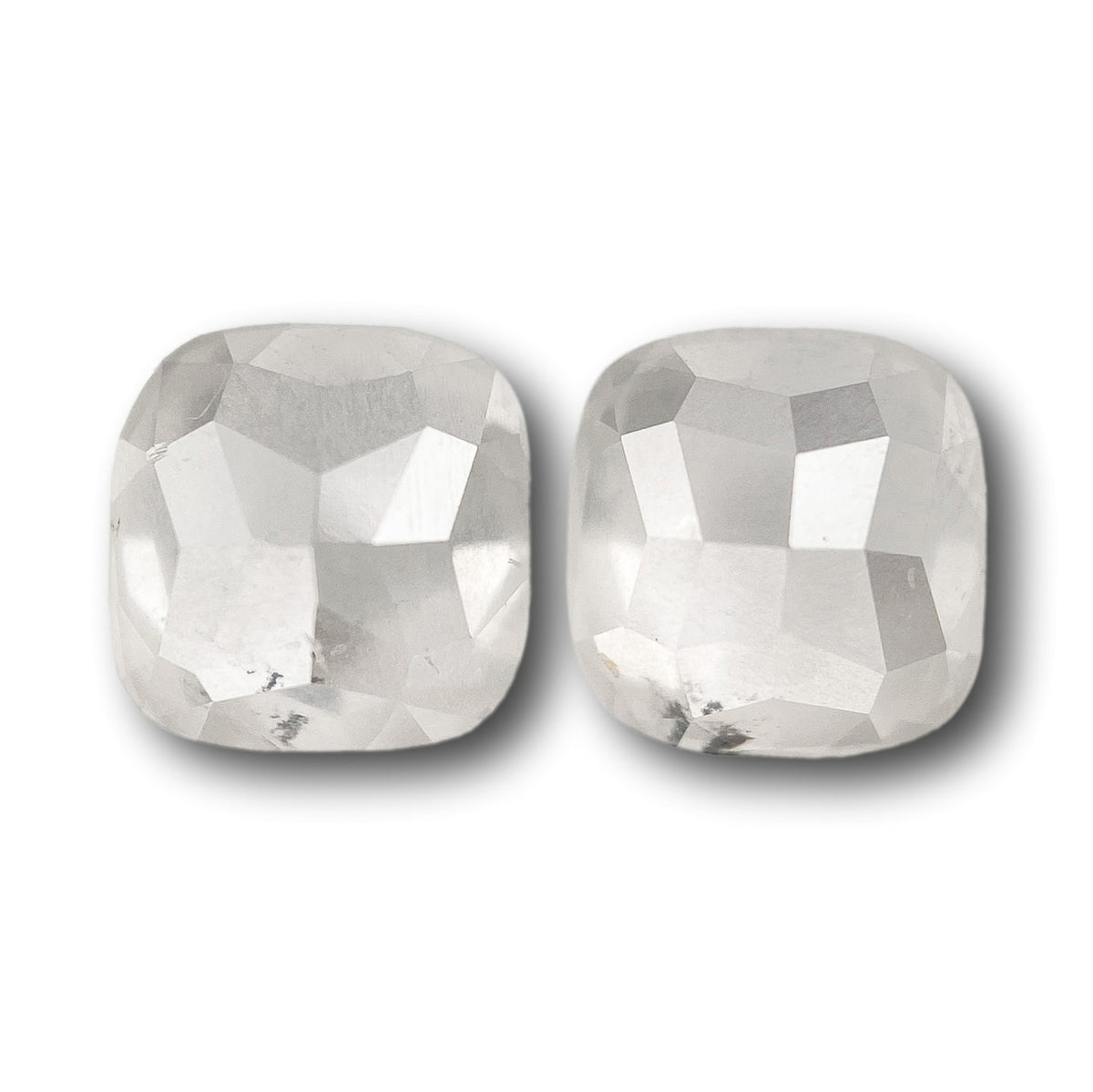 1.89cttw | Salt & Pepper Cushion Shape Rose Cut Diamond Matched Pair