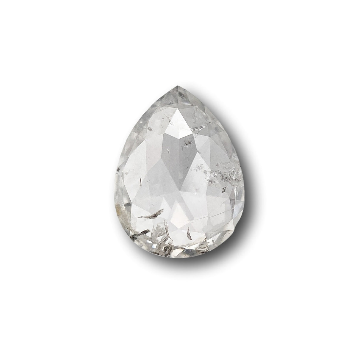 0.87ct | Salt & Pepper Pear Shape Rose Cut Diamond