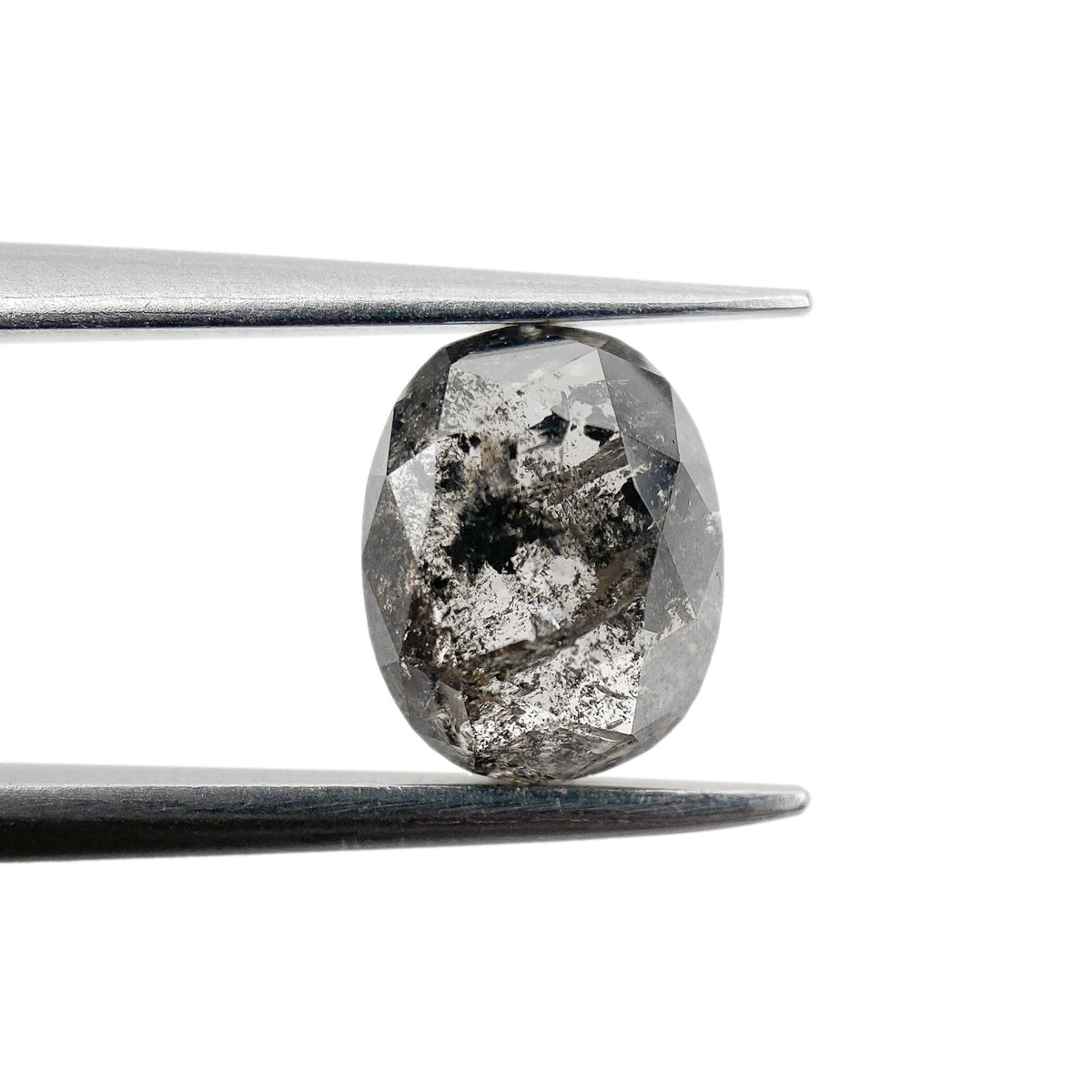 1.66ct | Salt & Pepper Cushion Shape Rose Cut Diamond - Modern Rustic Diamond