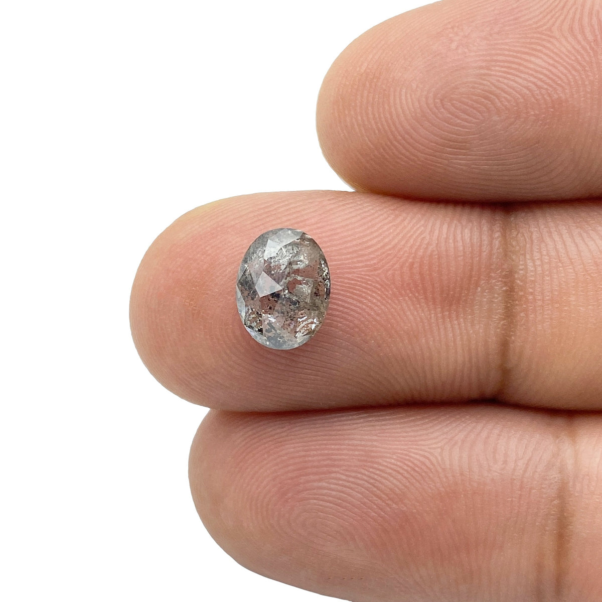1.66ct | Salt & Pepper Oval Shape Rose Cut Diamond - Modern Rustic Diamond