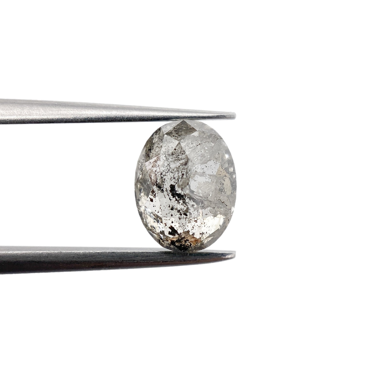 1.66ct | Salt & Pepper Oval Shape Rose Cut Diamond - Modern Rustic Diamond