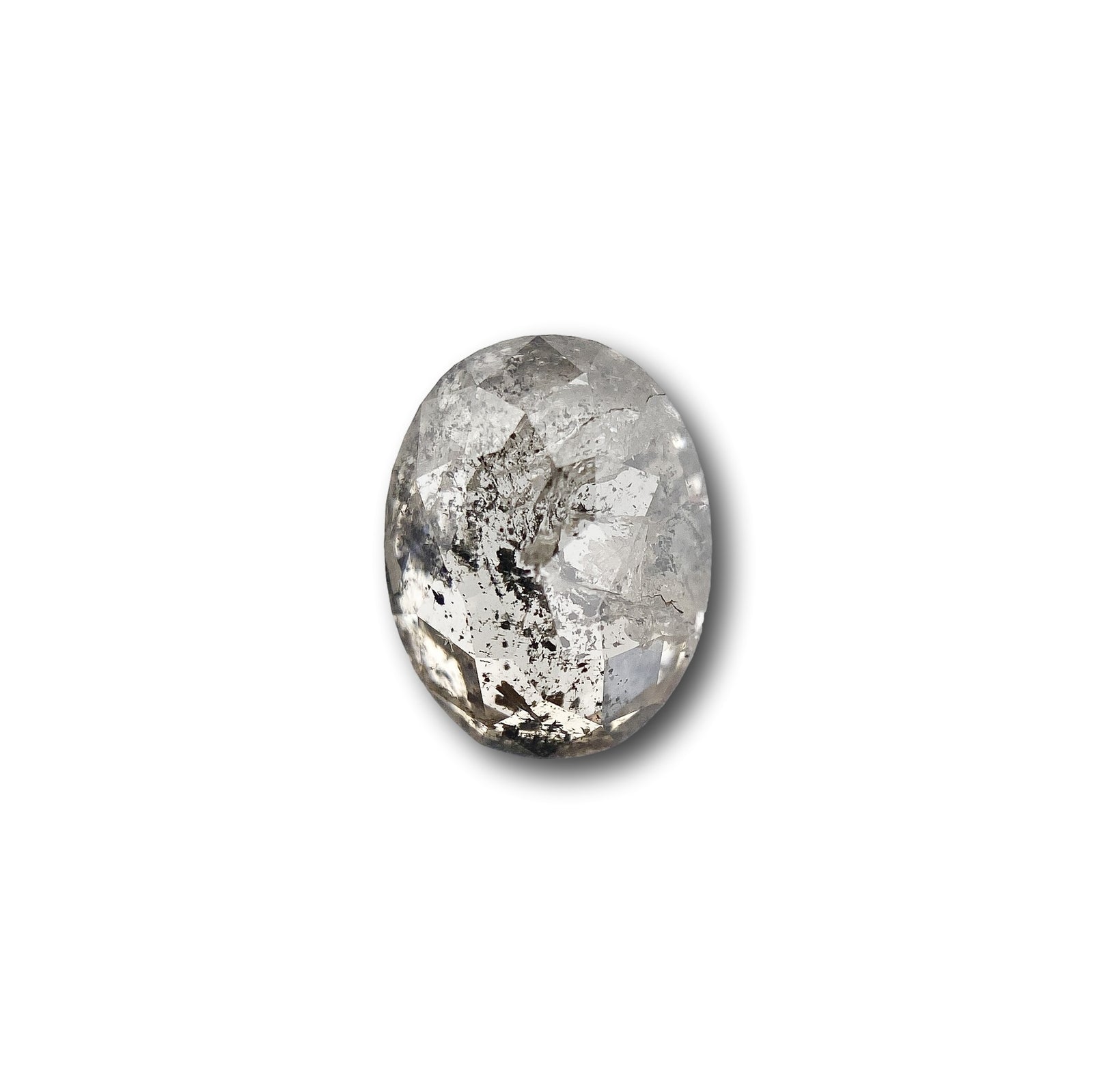 1.66ct | Salt & Pepper Oval Shape Rose Cut Diamond - Modern Rustic Diamond