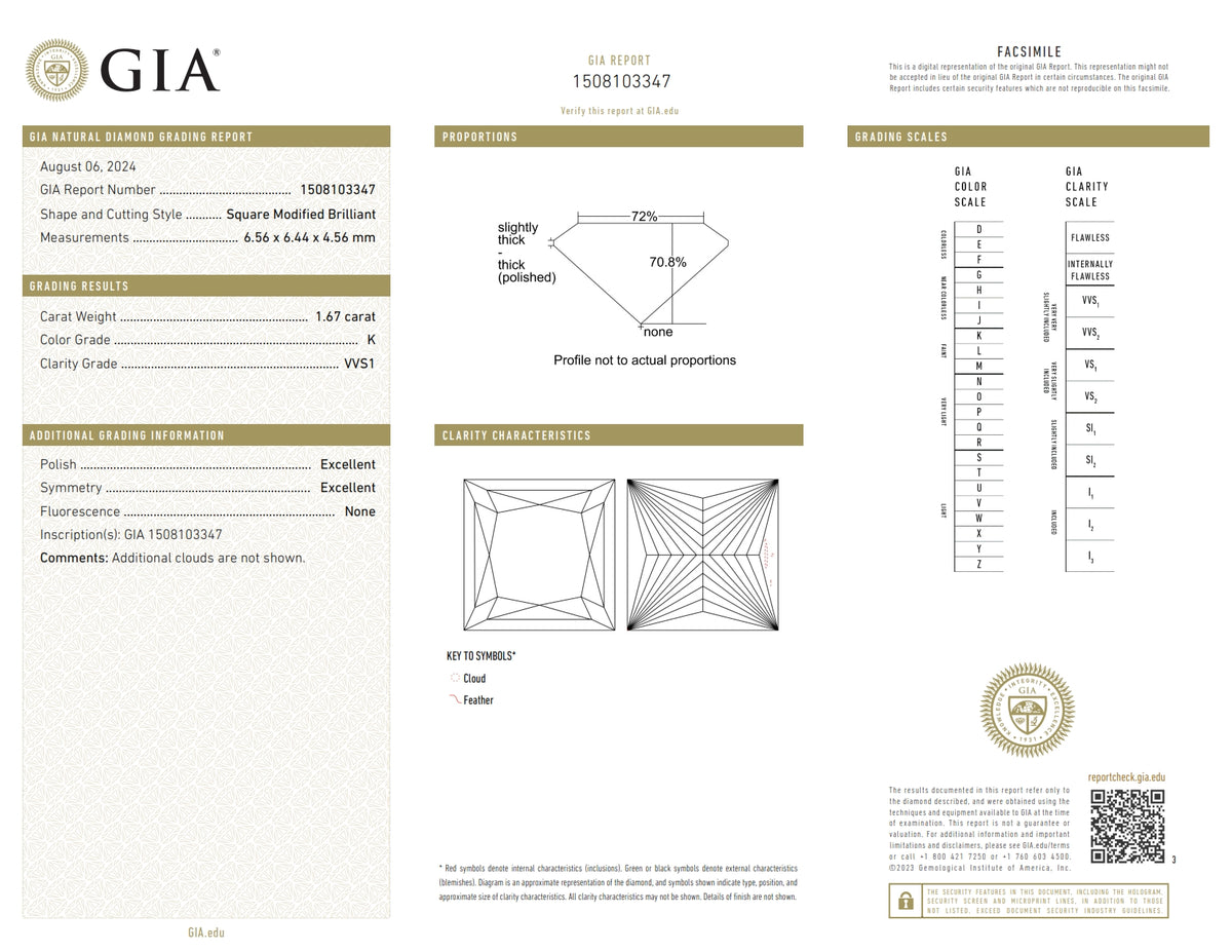 1.67ct | K/VVS1 Princess Shape Brilliant Cut Diamond (GIA) - Modern Rustic Diamond