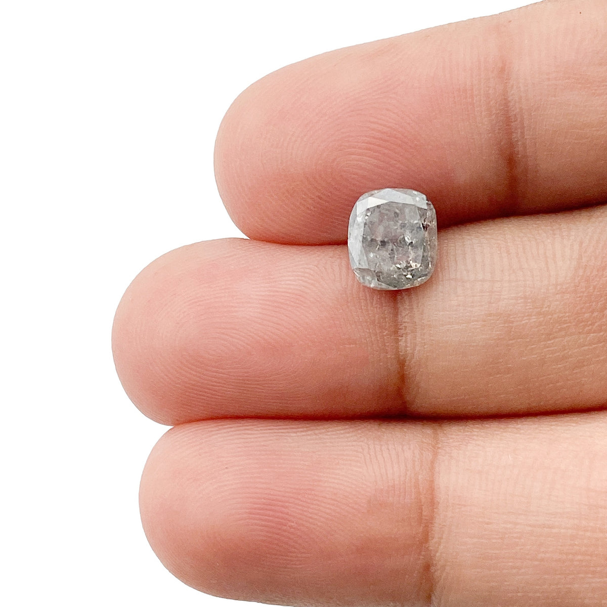1.67ct | Salt & Pepper Cushion Shape Brilliant Cut Diamond - Modern Rustic Diamond