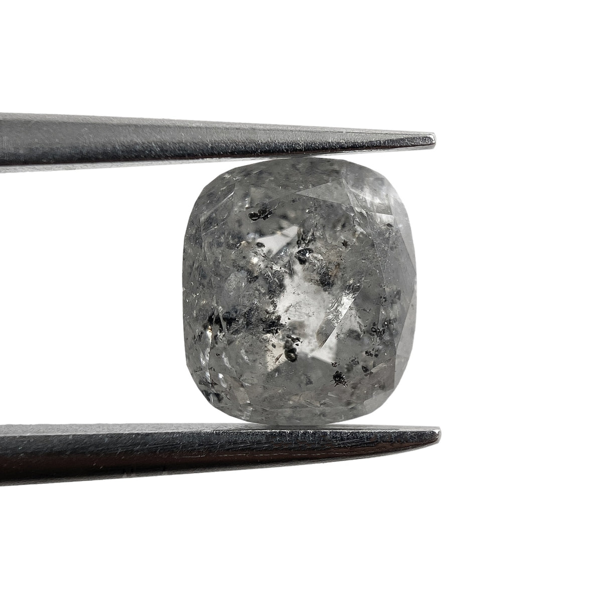 1.67ct | Salt & Pepper Cushion Shape Brilliant Cut Diamond - Modern Rustic Diamond