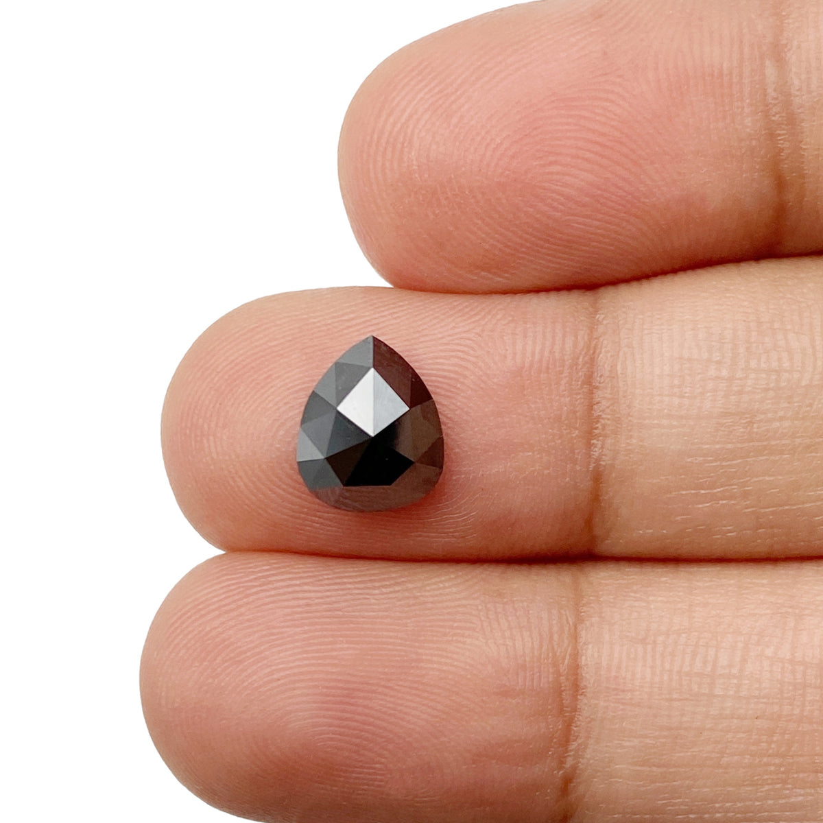 1.68ct | Black/ Pear Shape Rose Cut Diamond - Modern Rustic Diamond