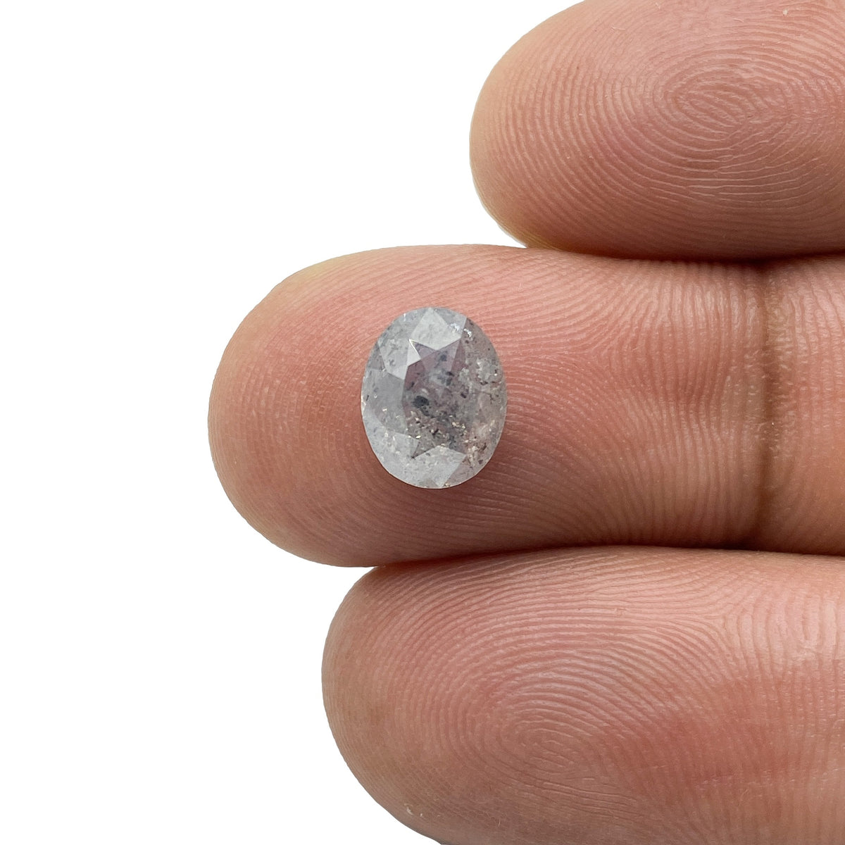 1.69ct | Salt & Pepper Oval Shape Rose Cut Diamond - Modern Rustic Diamond