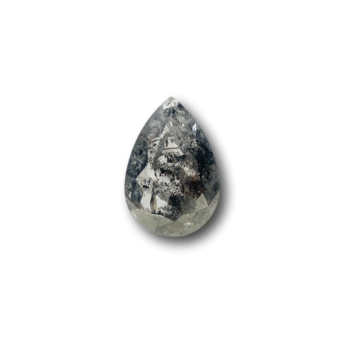 1.15ct | Salt & Pepper Pear Shape Rose Cut Diamond - Modern Rustic Diamond