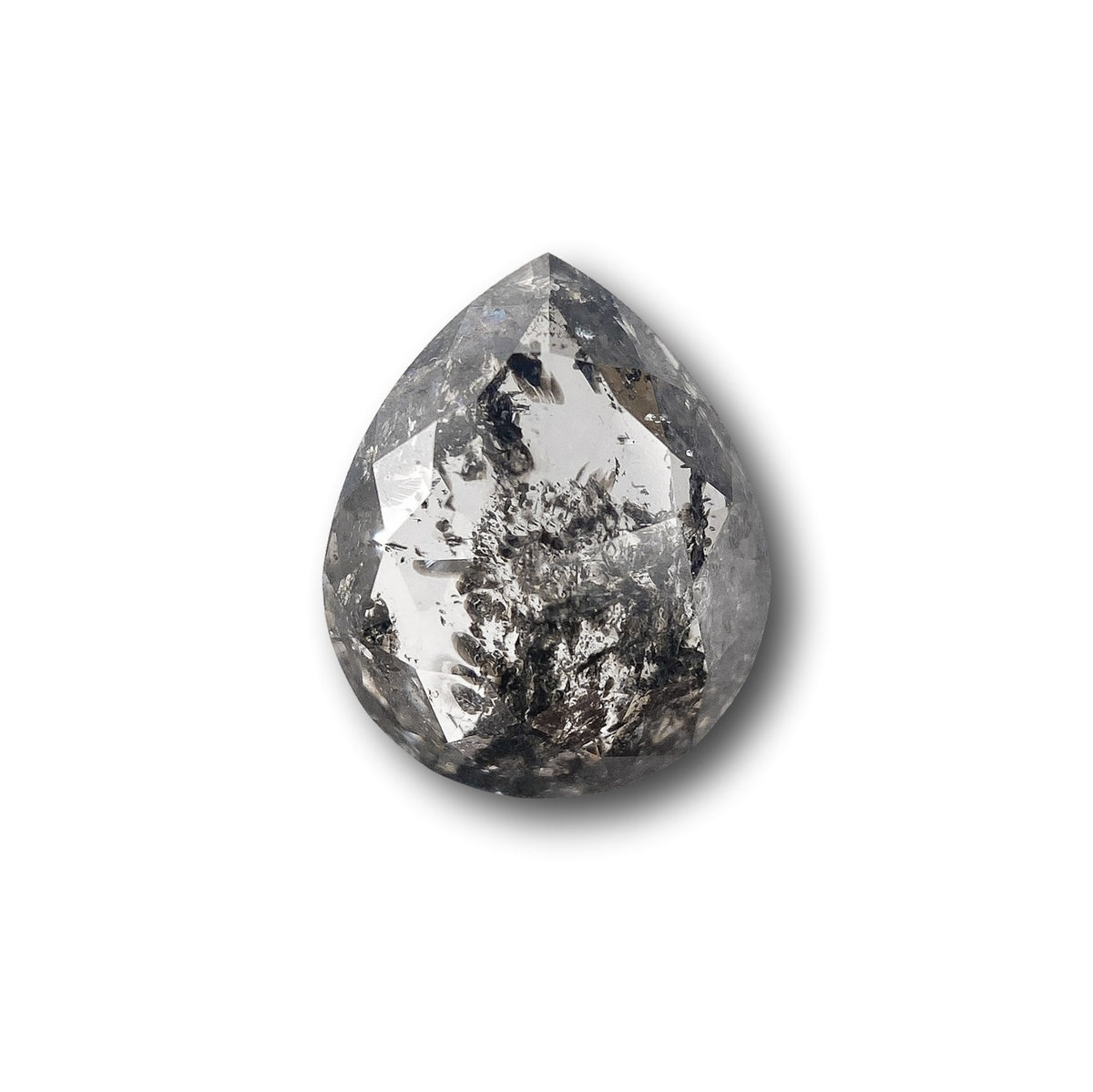 1.25ct | Salt & Pepper Pear Shape Rose Cut Diamond - Modern Rustic Diamond