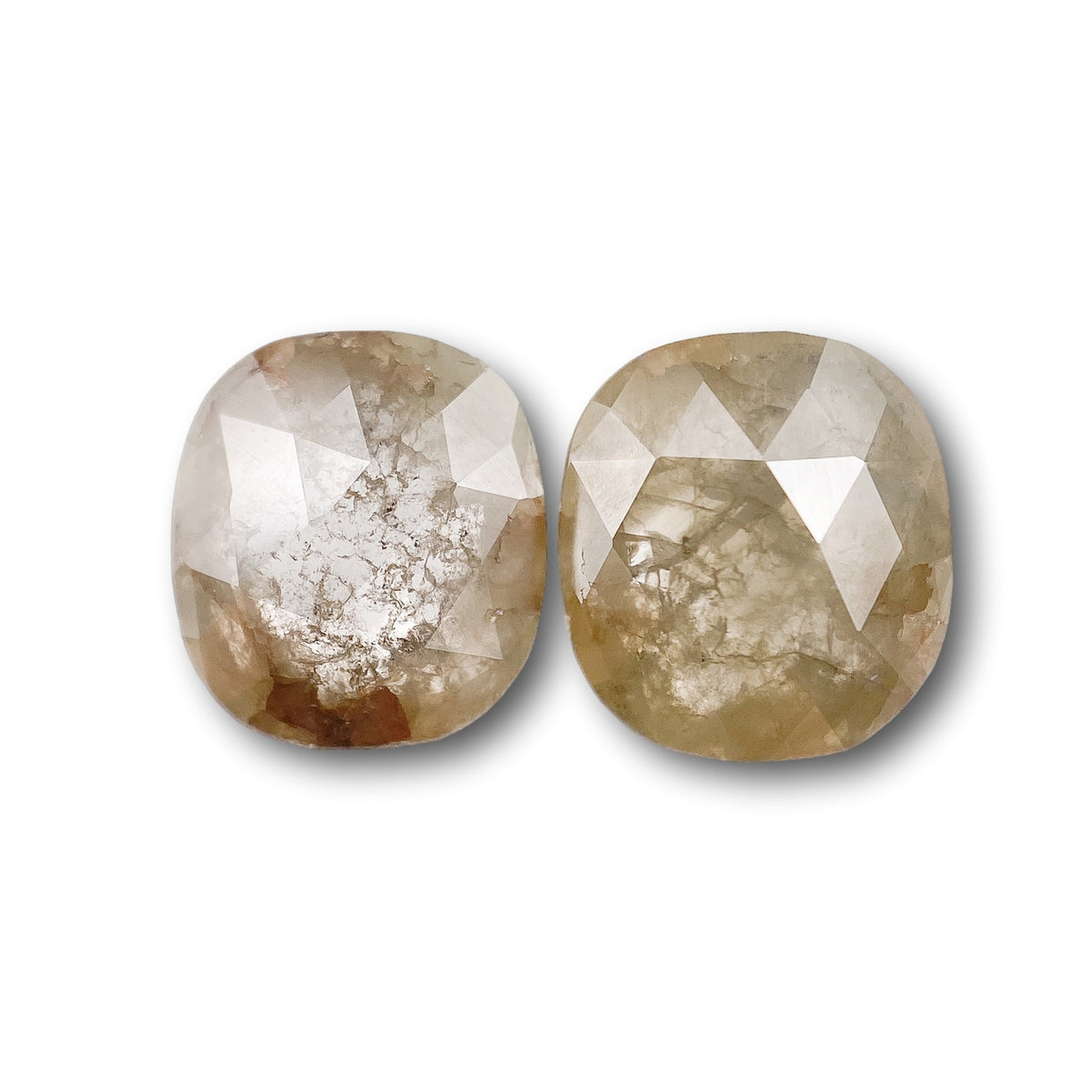 3.62cttw | Salt & Pepper Cushion Shape Rose Cut Diamond Matched Pair