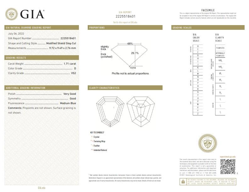 1.71ct | D/VS2 Shield Shape Step Cut Diamond (GIA) - Modern Rustic Diamond