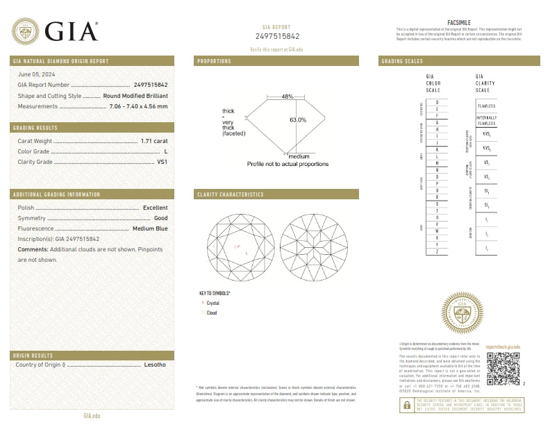 1.71ct | L/VS1 Round Shape Brilliant Cut Diamond (GIA) - Modern Rustic Diamond