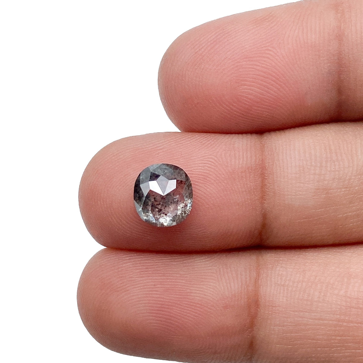 1.71ct | Salt & Pepper Cushion Shape Rose Cut Diamond - Modern Rustic Diamond