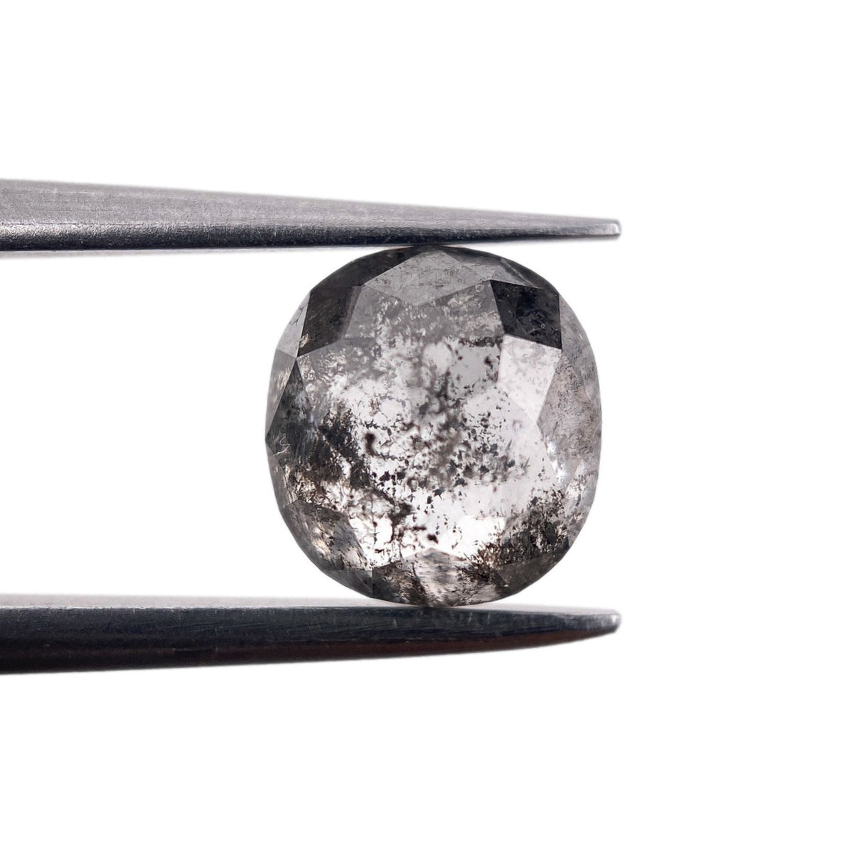 1.71ct | Salt & Pepper Cushion Shape Rose Cut Diamond - Modern Rustic Diamond