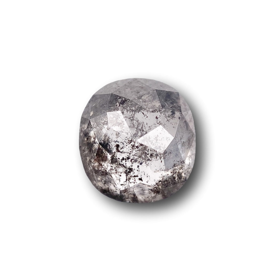 1.71ct | Salt & Pepper Cushion Shape Rose Cut Diamond - Modern Rustic Diamond