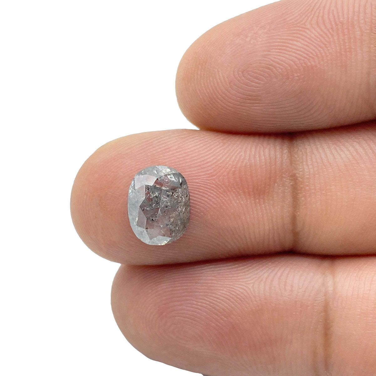 1.71ct | Salt & Pepper Oval Shape Rose Cut Diamond - Modern Rustic Diamond