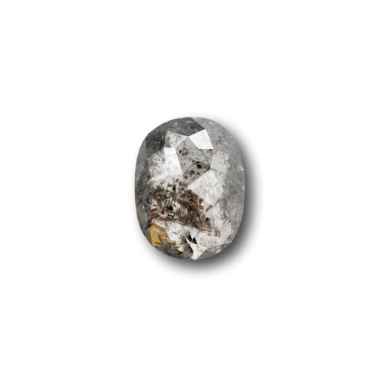 1.71ct | Salt & Pepper Oval Shape Rose Cut Diamond - Modern Rustic Diamond