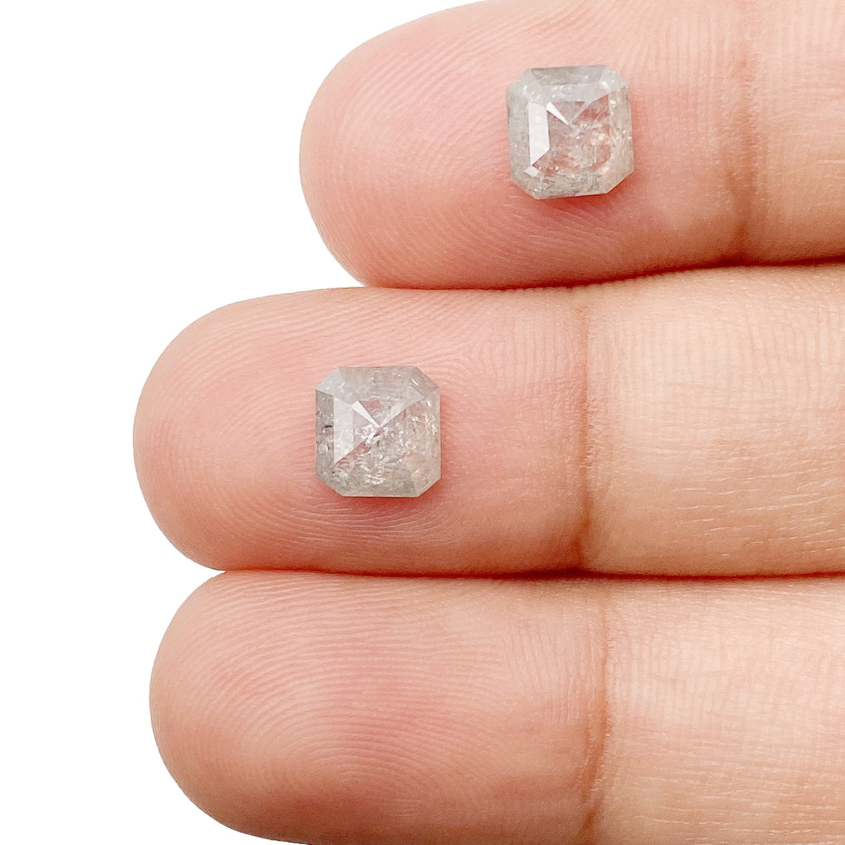 1.72cttw | Rustic  Asscher Shape Step Cut Diamond Matched Pair - Modern Rustic Diamond