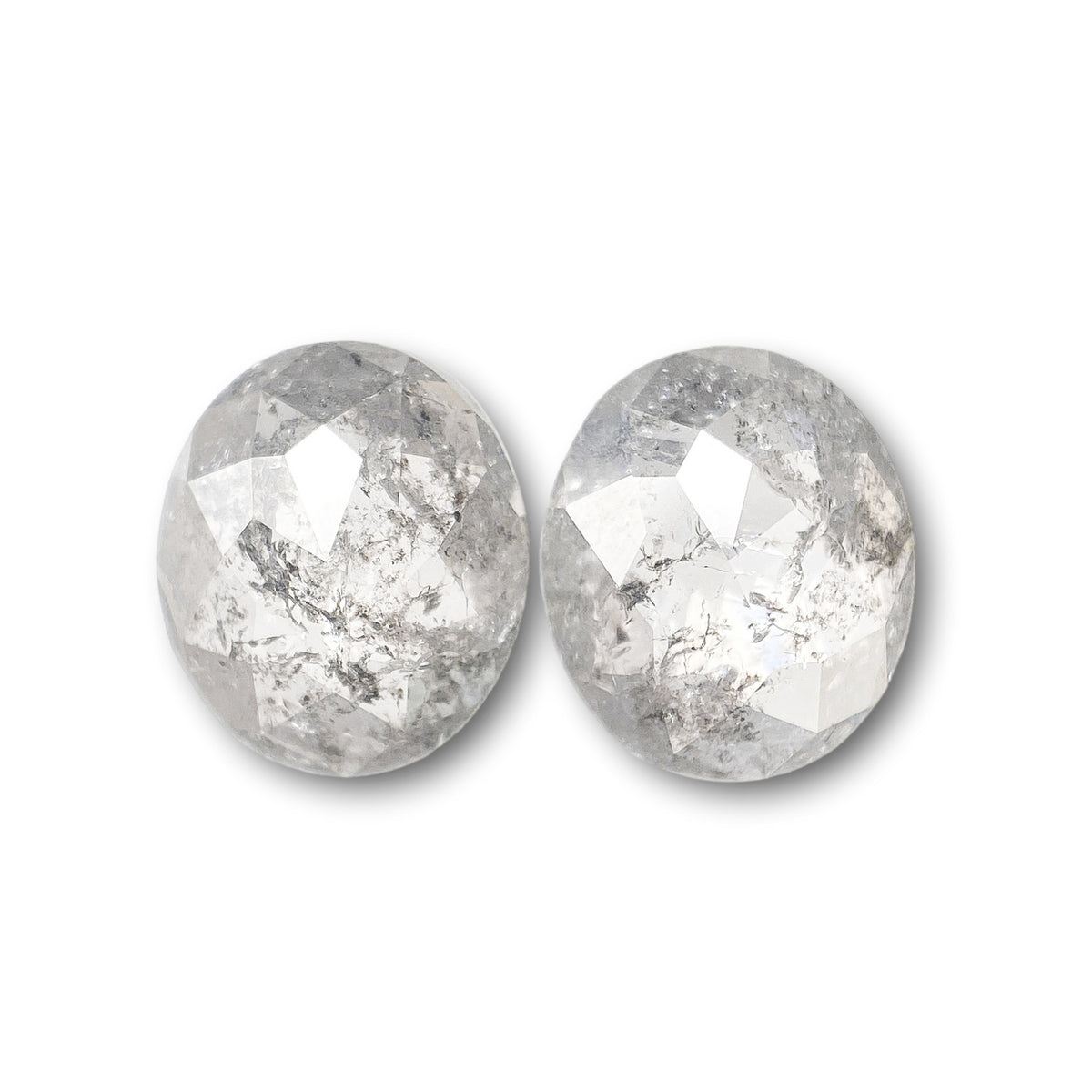 1.59cttw | Salt & Pepper Oval Shape Rose Cut Diamond Matched Pair