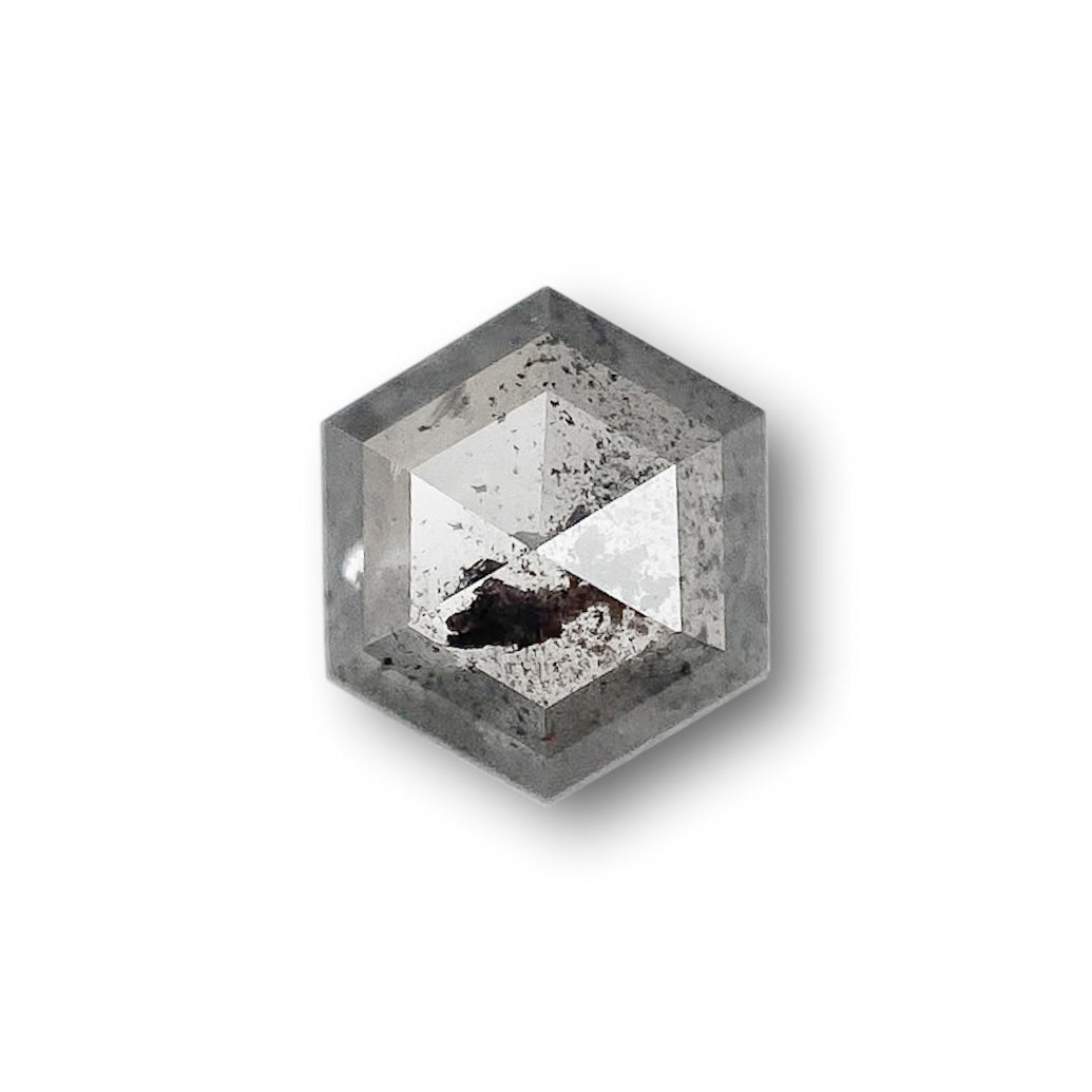 0.57ct | Salt & Pepper Hexagon Shape Rose Cut Diamond