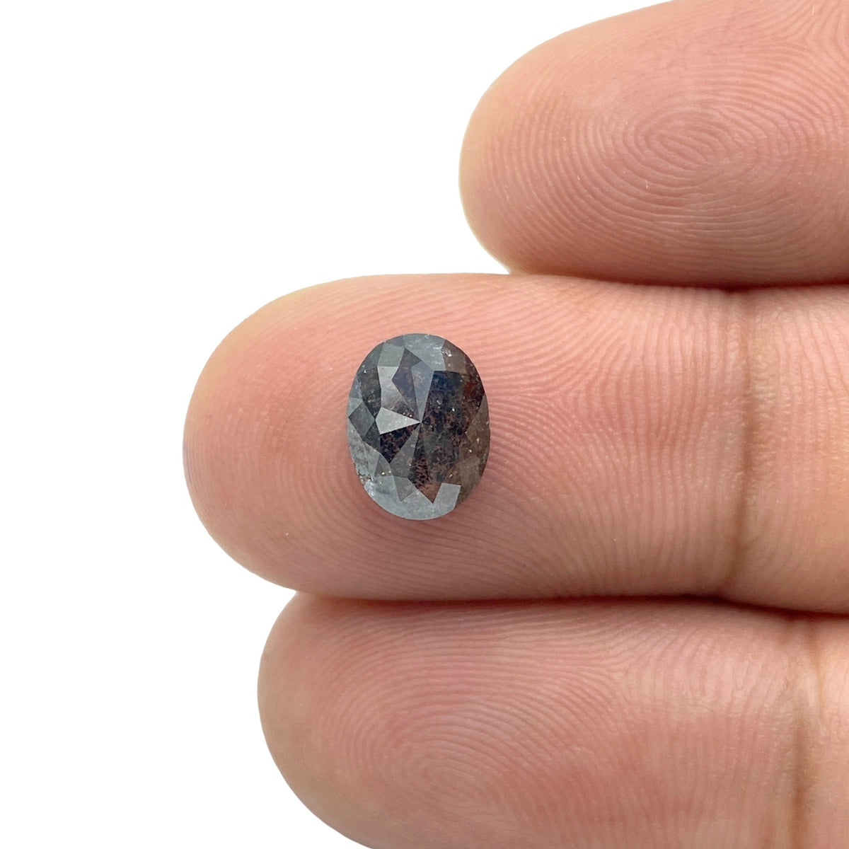 1.73ct | Salt & Pepper Oval Shape Rose Cut Diamond - Modern Rustic Diamond