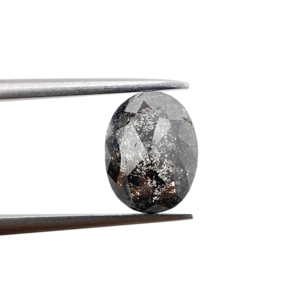 1.73ct | Salt & Pepper Oval Shape Rose Cut Diamond - Modern Rustic Diamond