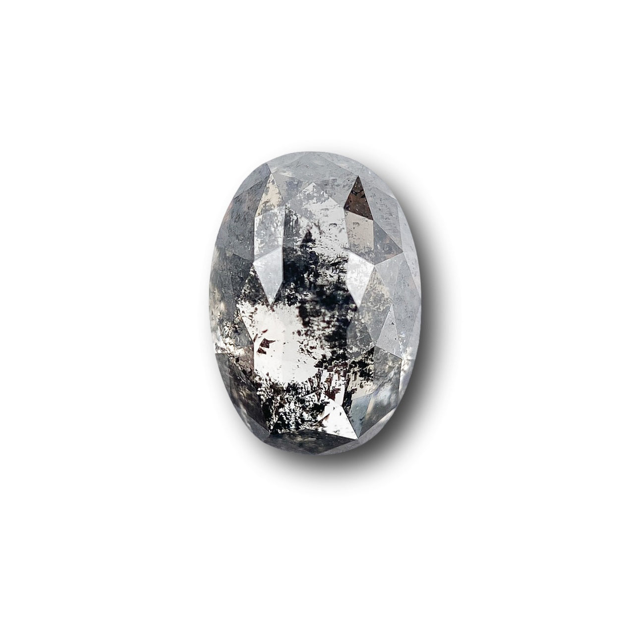 1.39ct | Salt & Pepper Oval Shape Rose Cut Diamond - Modern Rustic Diamond