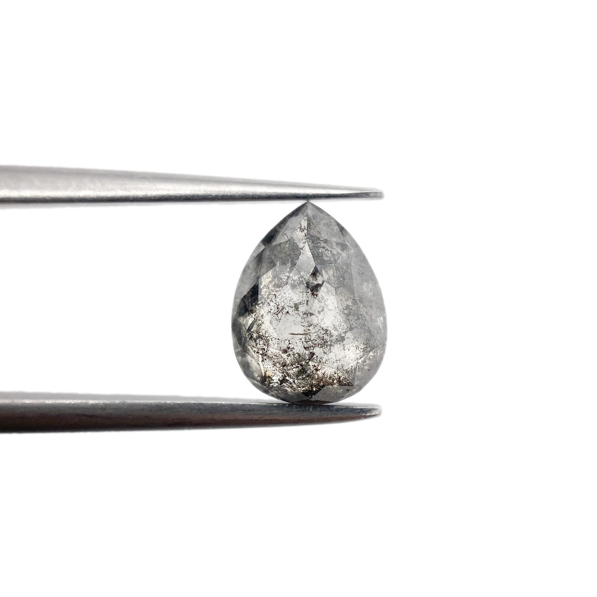 1.74ct | Salt & Pepper Pear Shape Rose Cut Diamond - Modern Rustic Diamond