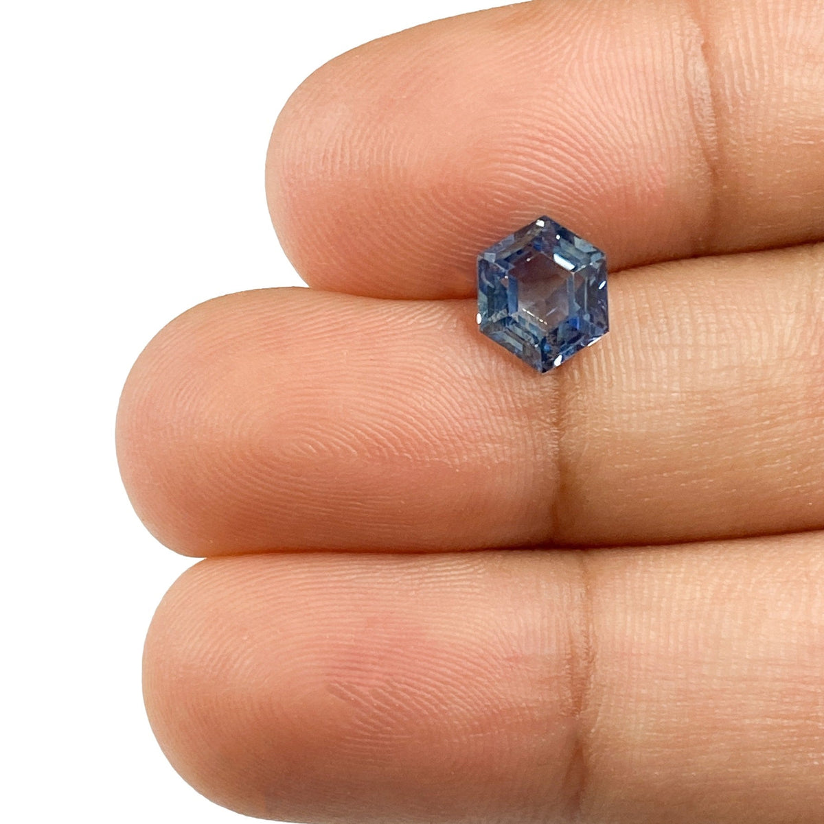 1.74ct | Step Cut Hexagon Shape Blue Sapphire-Modern Rustic Diamond