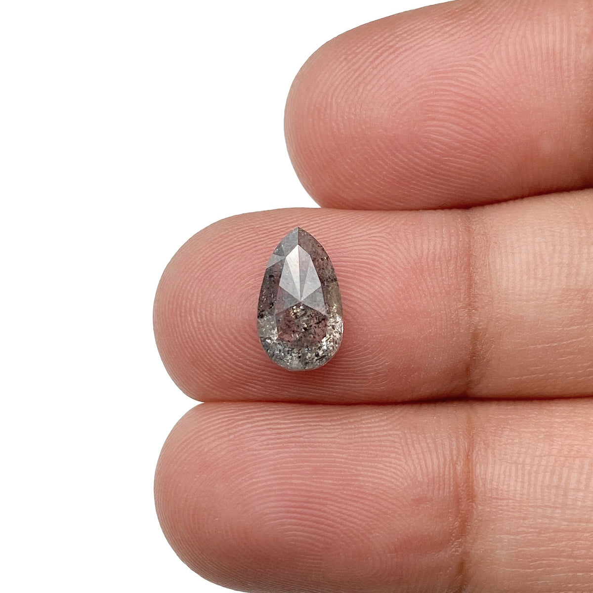 1.76ct | Salt & Pepper Pear Shape Rose Cut Diamond - Modern Rustic Diamond