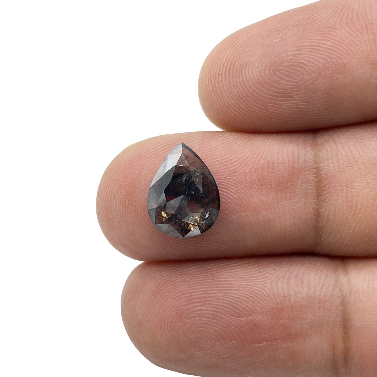 1.76ct | Salt & Pepper Pear Shape Rose Cut Diamond - Modern Rustic Diamond