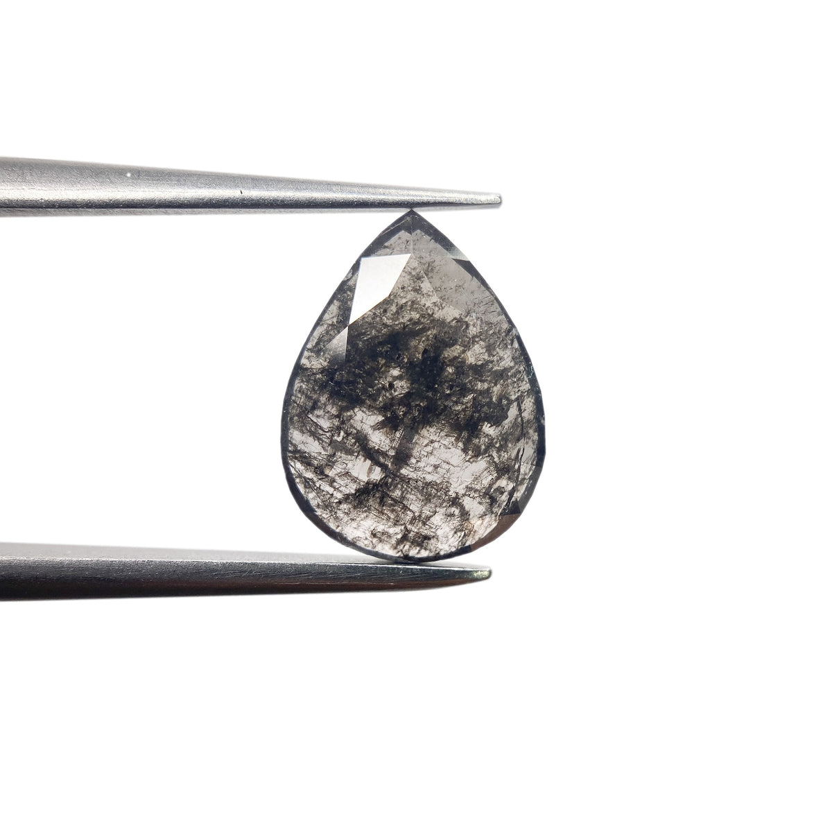 1.76ct | Salt & Pepper Pear Shape Rose Cut Diamond - Modern Rustic Diamond