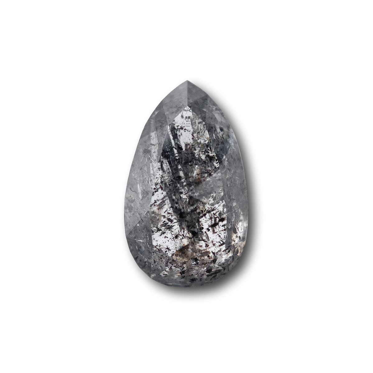 1.76ct | Salt & Pepper Pear Shape Rose Cut Diamond - Modern Rustic Diamond