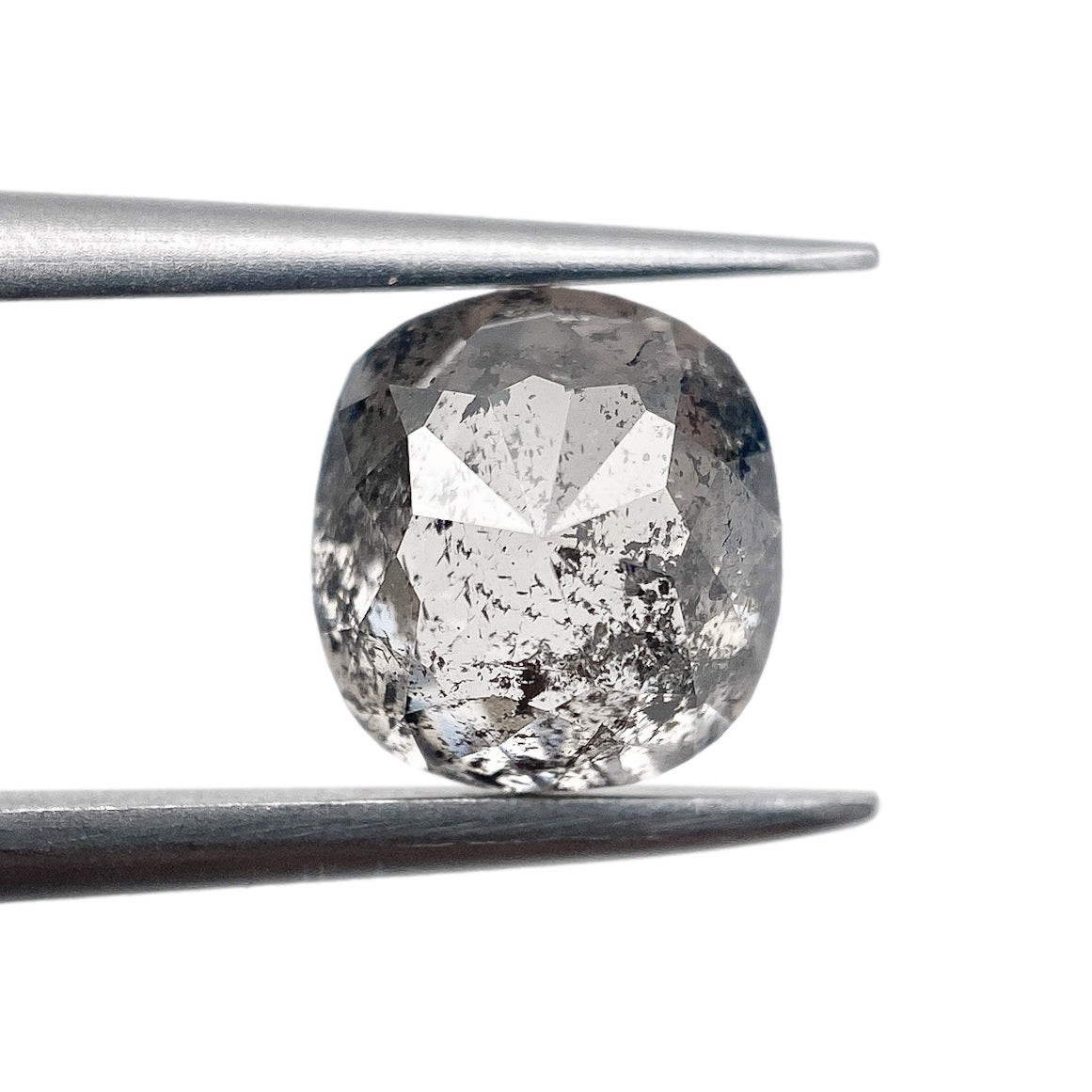 1.77ct | Salt & Pepper Cushion Shape Rose Cut Diamond - Modern Rustic Diamond