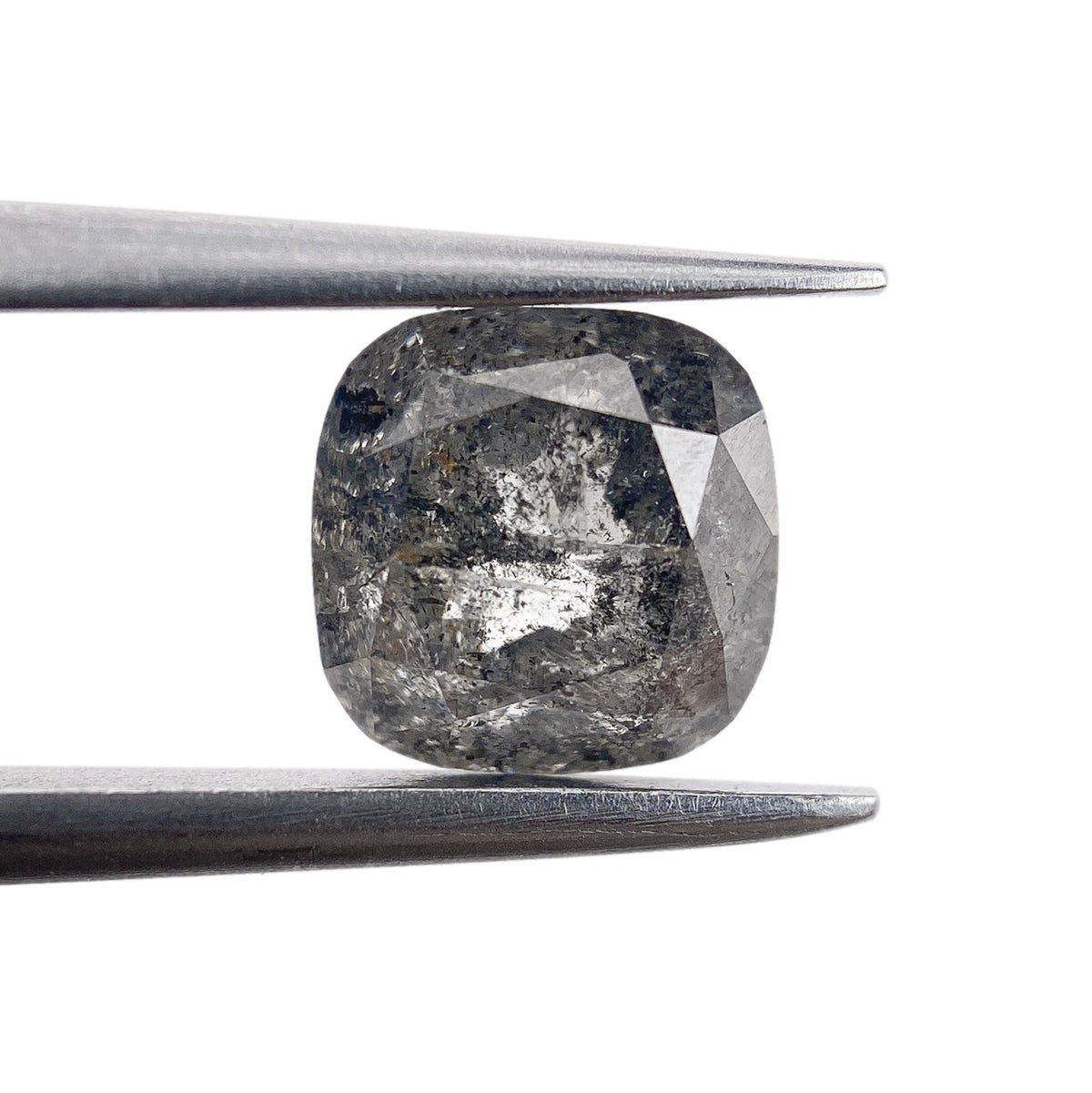 1.77ct | Salt & Pepper Cushion Shape Rose Cut Diamond - Modern Rustic Diamond
