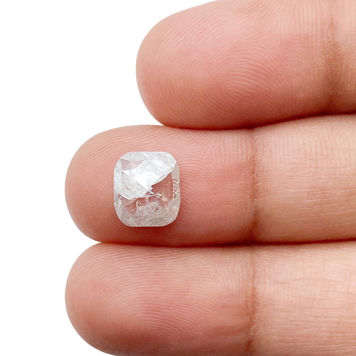 1.78ct | Salt & Pepper Cushion Shape Rose Cut Diamond - Modern Rustic Diamond
