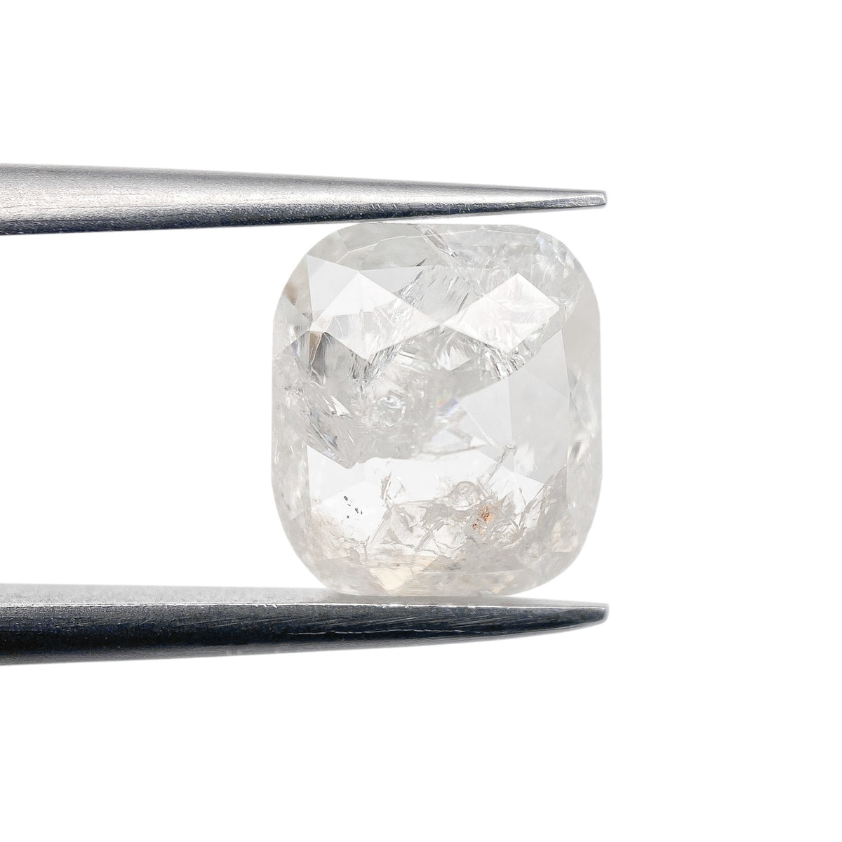 1.78ct | Salt & Pepper Cushion Shape Rose Cut Diamond - Modern Rustic Diamond