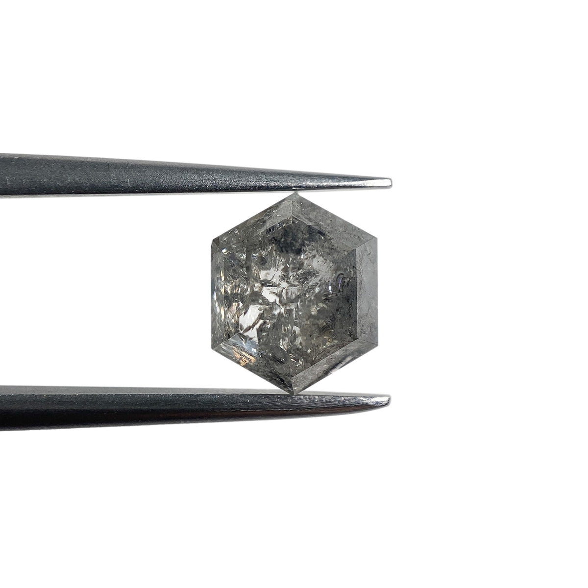 1.79ct | Salt & Pepper Hexagon Shape Rose Cut Diamond - Modern Rustic Diamond