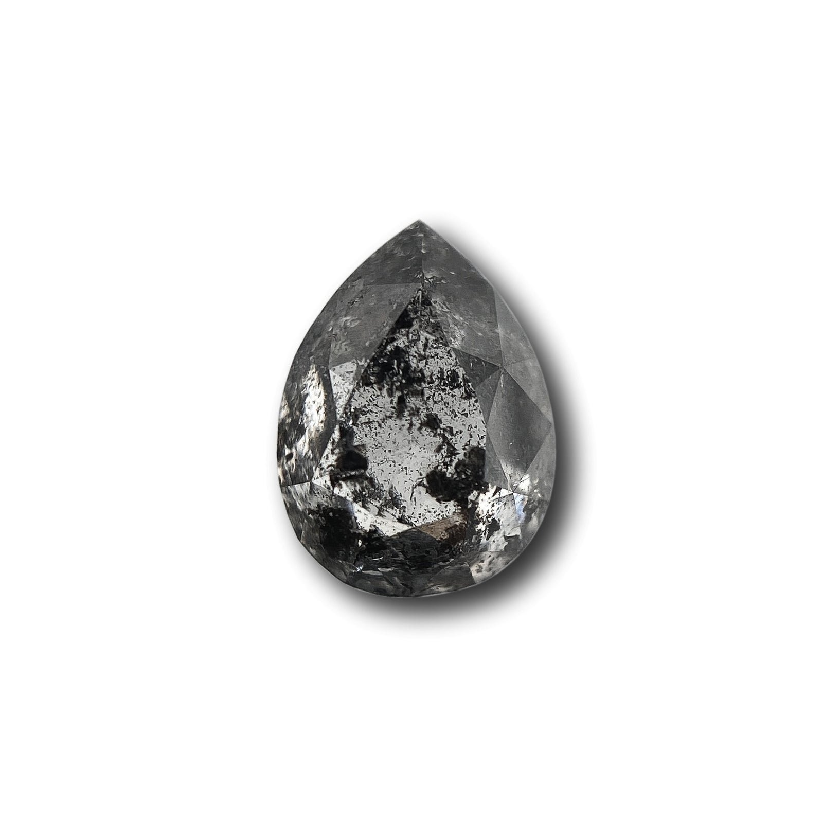 1.04ct | Salt & Pepper Pear Shape Rose Cut Diamond - Modern Rustic Diamond