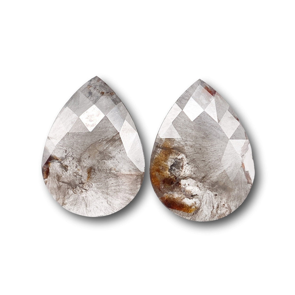 1.40cttw | Salt & Pepper Pear Shape Rose Cut Diamond Matched Pair