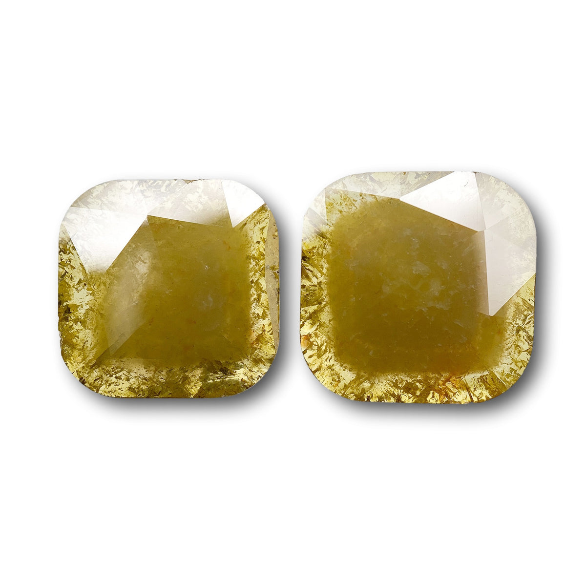 4.32cttw | Rustic  Cushion Shape Rose Cut Diamond Matched Pair - Modern Rustic Diamond