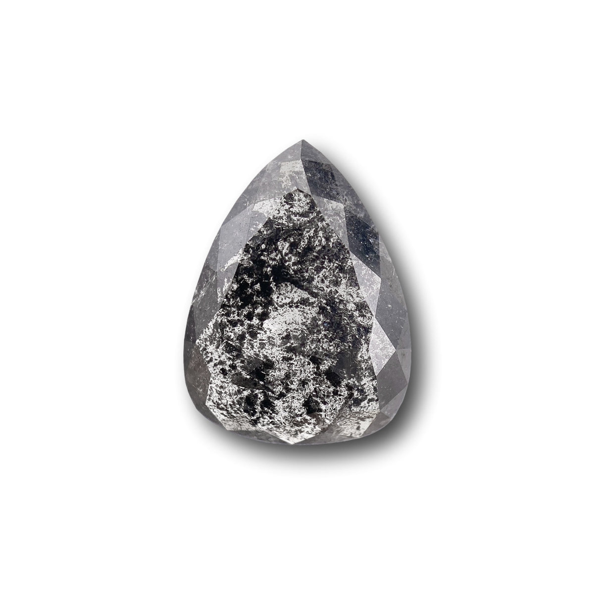 1.80ct | Salt & Pepper Pear Shape Rose Cut Diamond - Modern Rustic Diamond