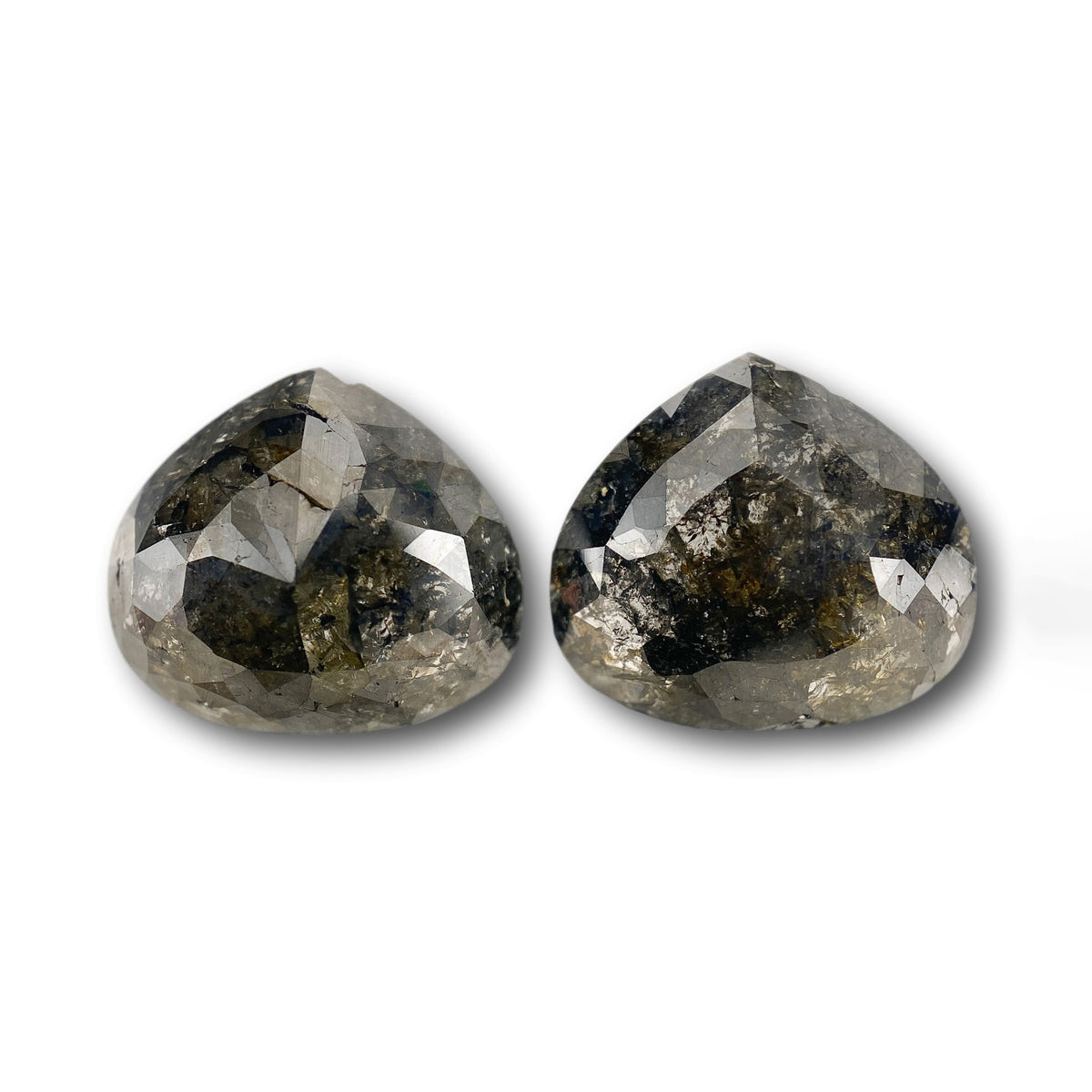 6.44cttw | Salt & Pepper Pear Shape Rose Cut Diamond Matched Pair