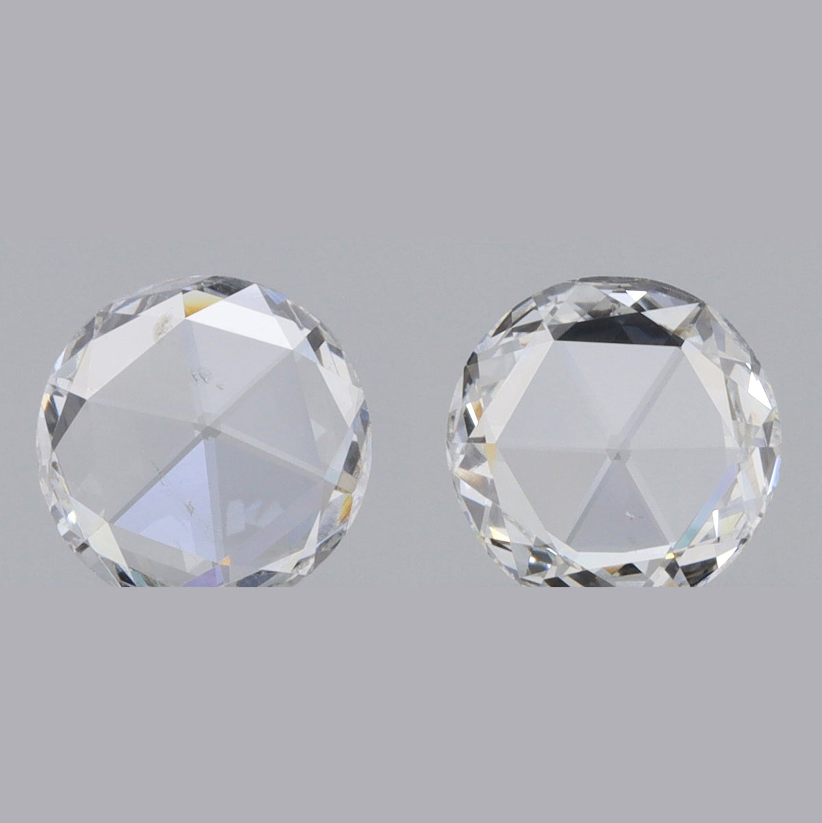 0.63cttw | F-G SI Round Shape Rose Cut Diamond Matched Pair - Modern Rustic Diamond