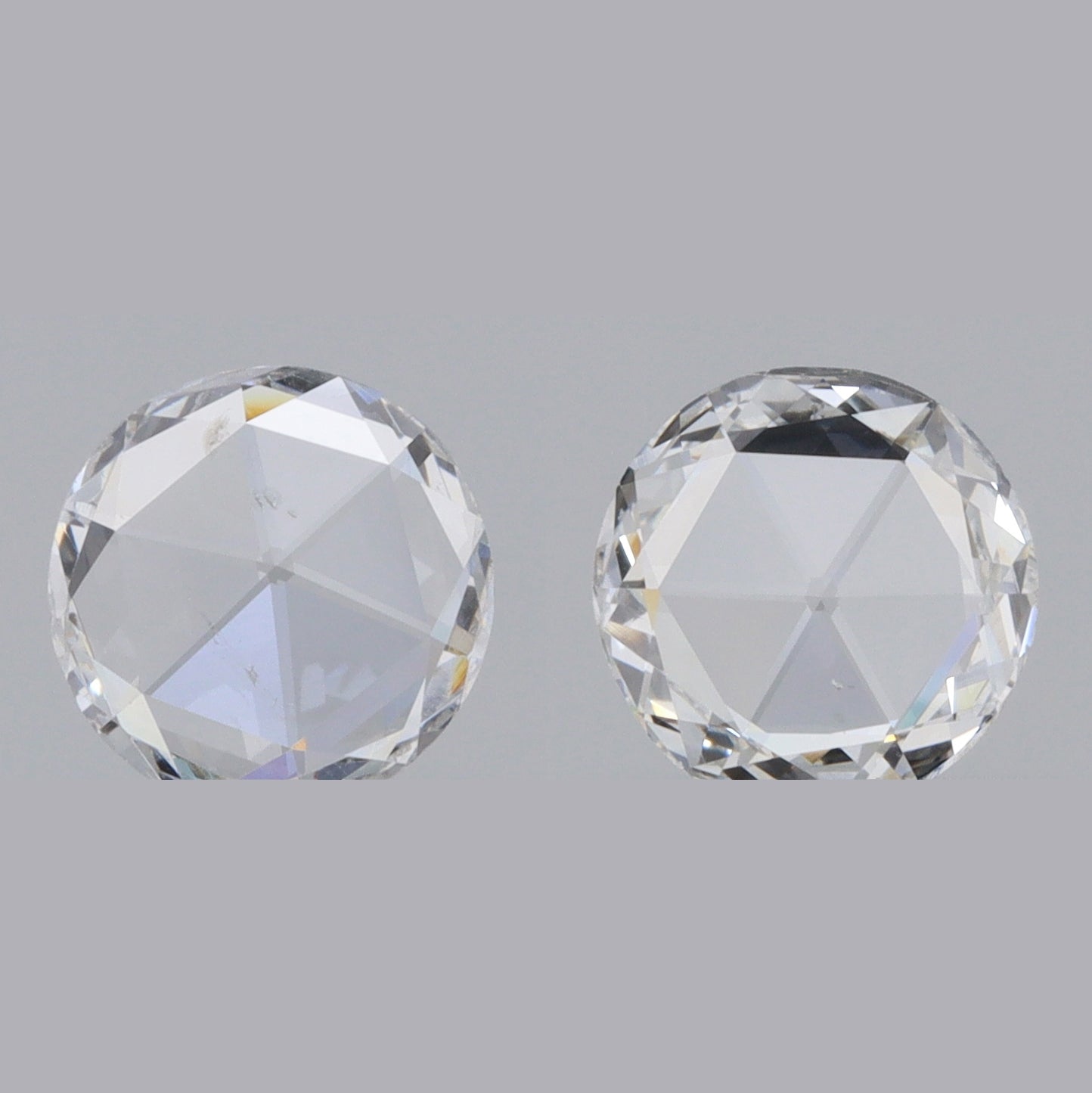 0.63cttw | F-G SI Round Shape Rose Cut Diamond Matched Pair - Modern Rustic Diamond