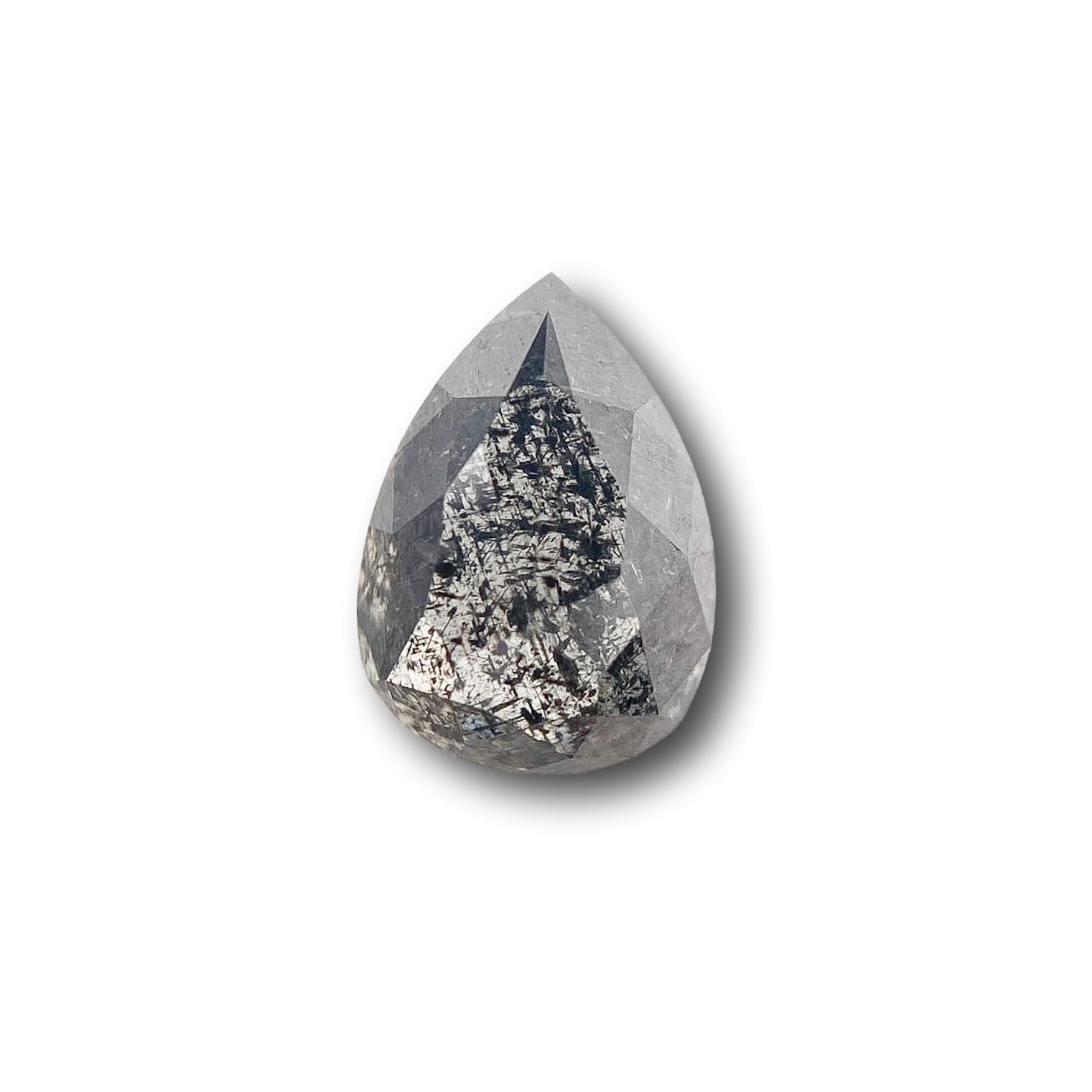 0.98ct | Salt & Pepper Pear Shape Rose Cut Diamond - Modern Rustic Diamond